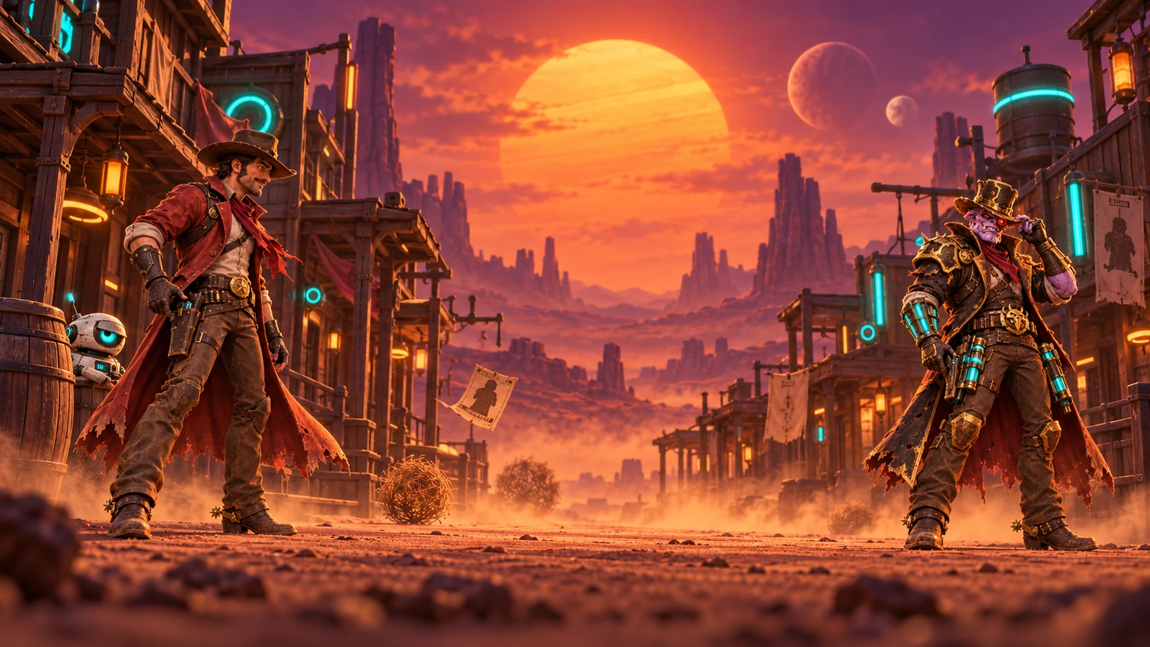 Key art: marshal and alien face off at high noon